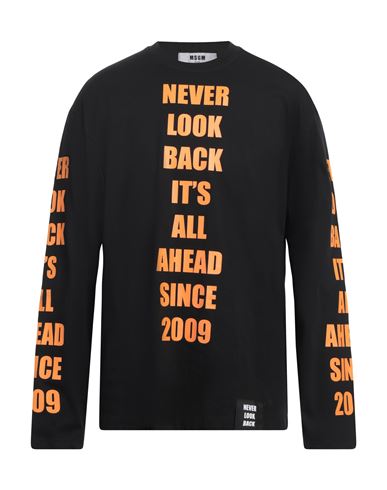 Msgm Man T-shirt Black Size Xl Cotton In Black
