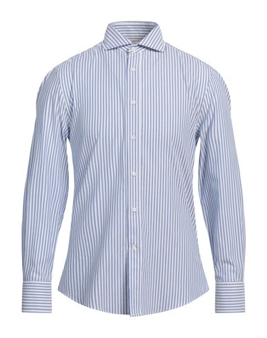 Brunello Cucinelli Man Shirt Blue Size Xxl Cotton In Blue