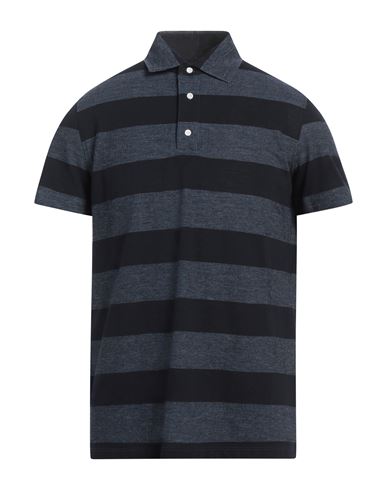 Isaia Man Polo Shirt Midnight Blue Size Xxl Wool, Cotton In Blue