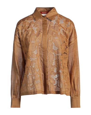 Max Mara Studio Woman Shirt Brown Size 10 Ramie, Polyester In Brown