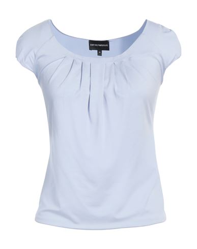 EMPORIO ARMANI EMPORIO ARMANI WOMAN T-SHIRT SKY BLUE SIZE 4 VISCOSE, ELASTANE 