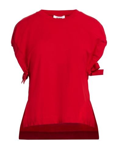 Alpha Studio Woman T-shirt Red Size 12 Cotton, Elastane