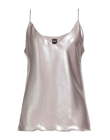 Hugo Boss Boss Woman Top Taupe Size 6 Polyester, Recycled Polyester, Viscose In Gray
