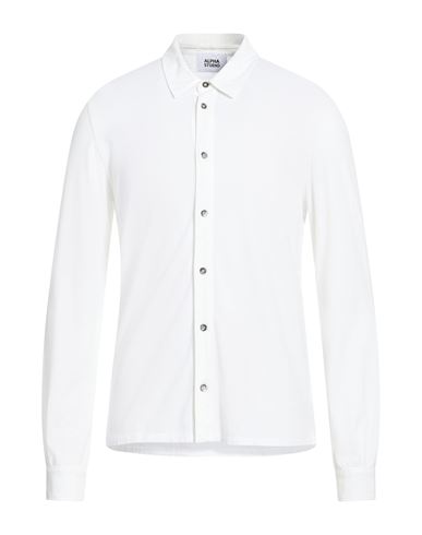 Alpha Studio Man Shirt White Size 48 Cotton, Elastane