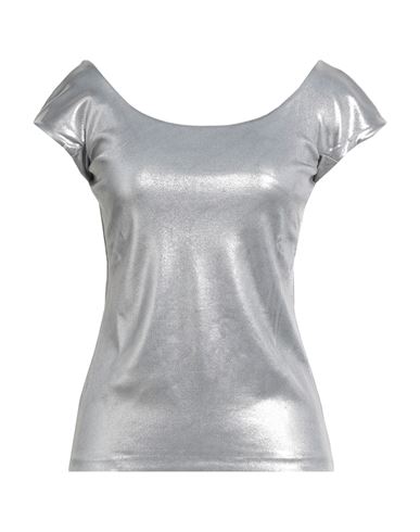 Shop Chiara Boni La Petite Robe Woman Top Silver Size 8 Viscose, Polyamide, Elastane