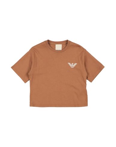 Emporio Armani Toddler Boy T-shirt Camel Size 6 Organic Cotton In Beige