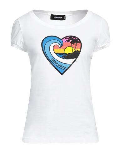 Dsquared2 Woman T-shirt White Size L Cotton, Elastane In White