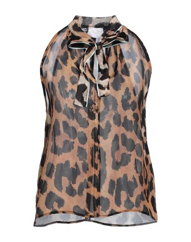 MERCI ..,MERCI WOMAN TOP CAMEL SIZE L VISCOSE, SILK 