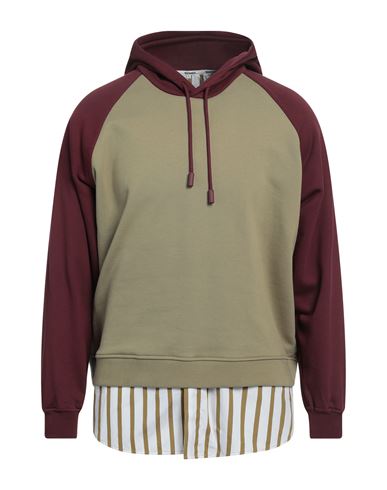Sunnei Two-tone Cotton Sweatshirt With Drawstring Hood In Multi