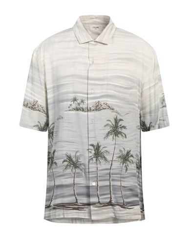 Celine Man Shirt Light Grey Size 17 Viscose In Grey