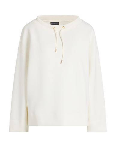 Emporio Armani Woman Sweatshirt Ivory Size L Cotton, Polyester, Elastane In White