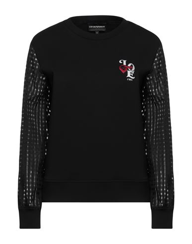 EMPORIO ARMANI EMPORIO ARMANI WOMAN SWEATSHIRT BLACK SIZE S COTTON, POLYESTER, ELASTANE 