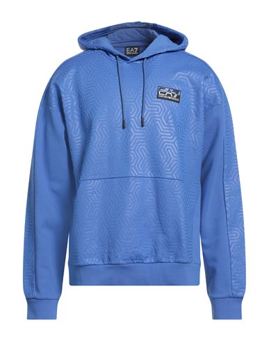 Ea7 Man Sweatshirt Blue Size L Cotton, Elastane In Blue