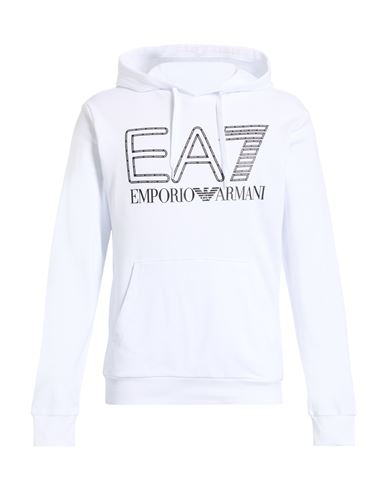 Ea7 Man Sweatshirt White Size L Cotton, Elastane In White