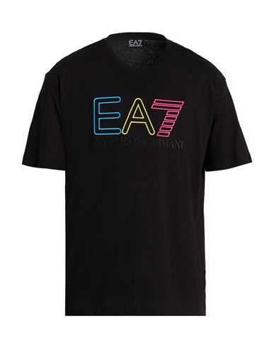 Ea7 Man T-shirt Black Size Xl Cotton In Black