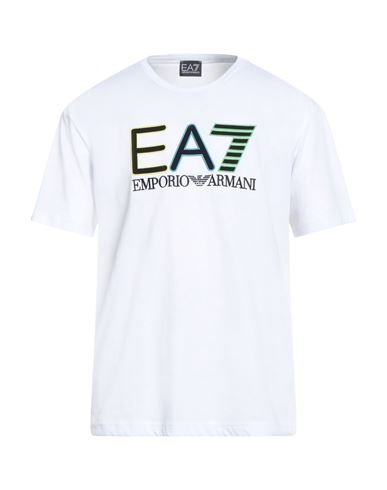 Ea7 Man T-shirt White Size L Cotton In White