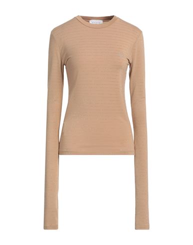 Gaelle Paris Gaëlle Paris Woman T-shirt Sand Size 0 Polyester, Viscose, Elastane, Polyamide, Metallic Fiber In Beige