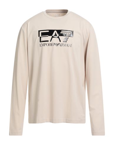 Ea7 Man T-shirt Beige Size 3xl Cotton, Elastane In Gold