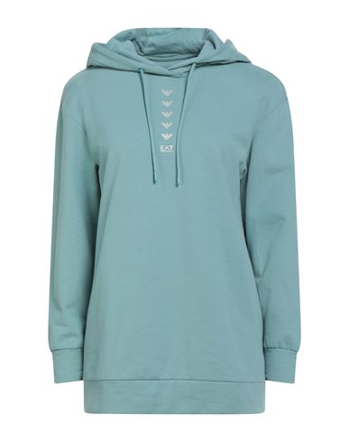 Ea7 Woman Sweatshirt Turquoise Size Xl Cotton, Elastane In Blue
