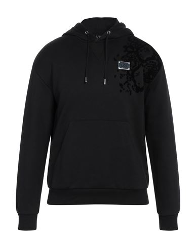 Ea7 Man Sweatshirt Black Size Xxl Cotton, Polyester, Elastane In Black