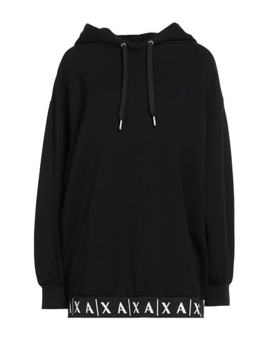 Armani Exchange Woman Sweatshirt Black Size L Viscose, Polyester, Elastane In Black