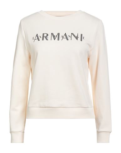 Armani Exchange Woman Sweatshirt Ivory Size L Cotton In White