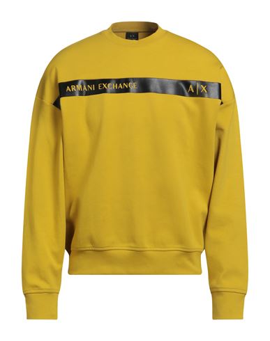 Armani Exchange Man Sweatshirt Mustard Size L Cotton, Polyester, Elastane In Yellow