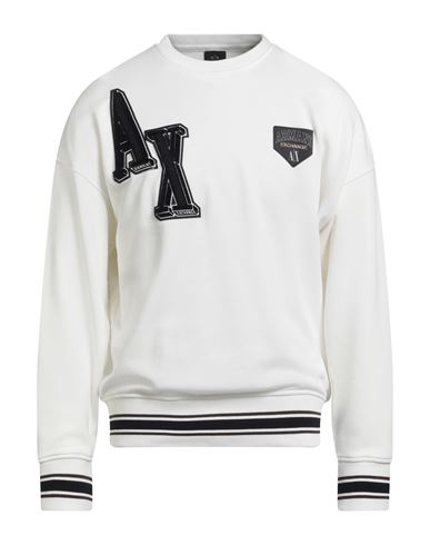 Armani Exchange Man Sweatshirt Off White Size L Cotton, Polyester, Elastane In White