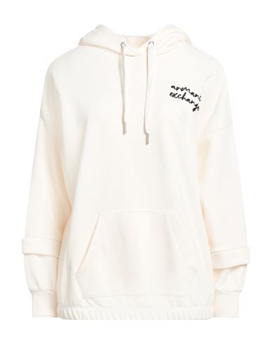 Armani Exchange Woman Sweatshirt Ivory Size M Cotton, Polyester In White