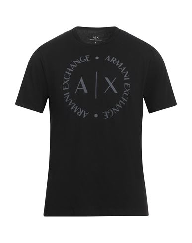 Armani Exchange Man T-shirt Black Size S Cotton In Black