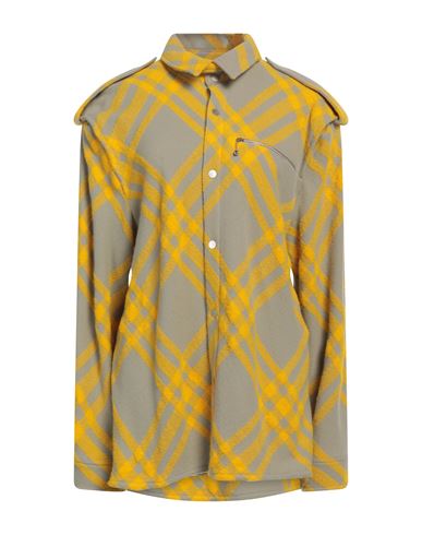 Burberry Check Wool Blend Shirt In Yellow