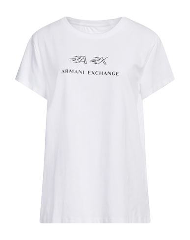 Armani Exchange Woman T-shirt White Size L Cotton, Elastane In White