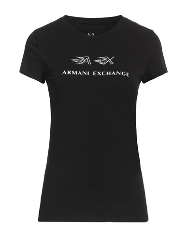 Armani Exchange Woman T-shirt Black Size L Cotton, Elastane In Black