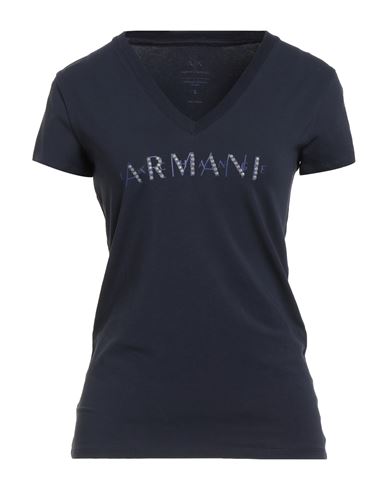 Armani Exchange Woman T-shirt Midnight Blue Size L Cotton, Elastane In Blue