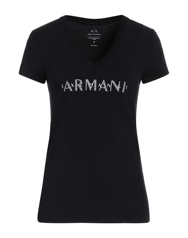 Armani Exchange Woman T-shirt Black Size S Cotton, Elastane In Black