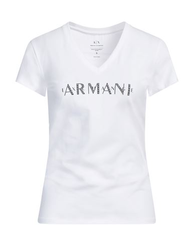 Armani Exchange Woman T-shirt White Size L Cotton, Elastane In White