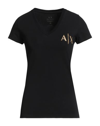 Armani Exchange Woman T-shirt Black Size Xs Cotton, Elastane In Black