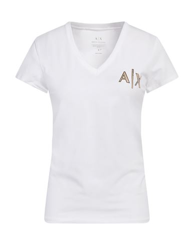 Armani Exchange Woman T-shirt White Size L Cotton, Elastane In White