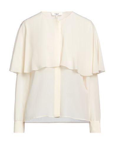 Chloé Silk Shirt With Flowing Cape Overlay In White