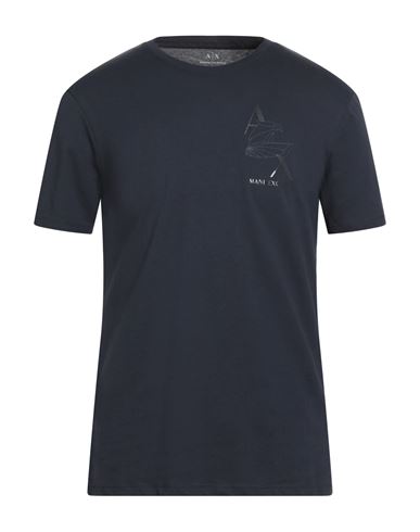 Armani Exchange Man T-shirt Midnight Blue Size M Cotton In Blue