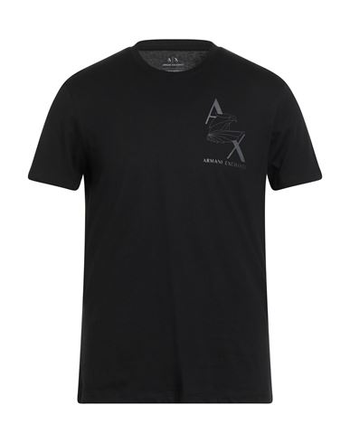 Armani Exchange Man T-shirt Black Size M Cotton In Black