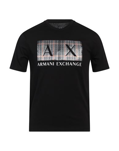 Armani Exchange Man T-shirt Black Size S Cotton In Black