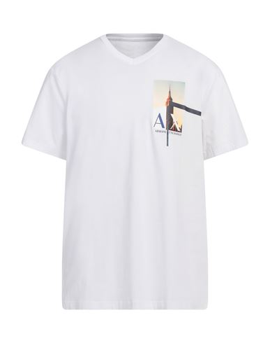 Armani Exchange Man T-shirt White Size S Cotton, Elastane In White