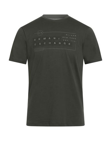 Armani Exchange Man T-shirt Military Green Size L Organic Cotton In Black