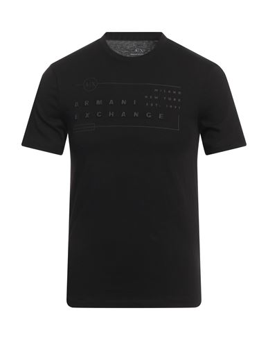 Armani Exchange Man T-shirt Black Size M Organic Cotton In Black