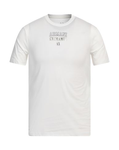Armani Exchange Man T-shirt Off White Size L Cotton, Organic Cotton In Off White