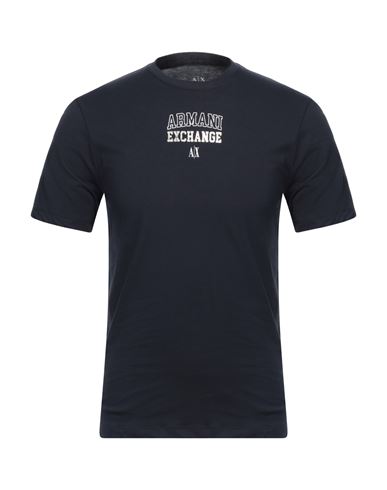 Armani Exchange Man T-shirt Navy Size S Cotton, Organic Cotton In Navy
