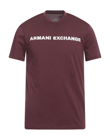 Armani Exchange Man T-shirt Burgundy Size L Cotton In Red