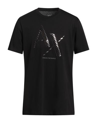 Armani Exchange Man T-shirt Black Size L Cotton In Multi