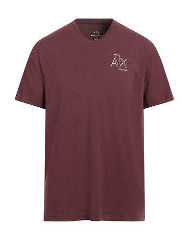 Armani Exchange Man T-shirt Burgundy Size Xxl Cotton, Elastane In Red